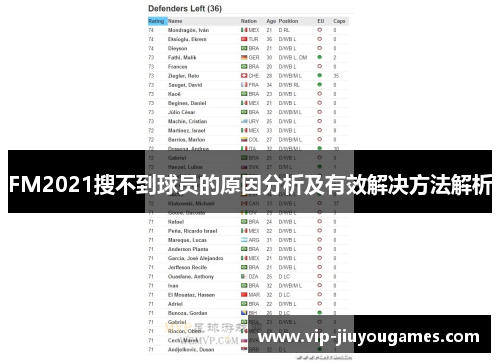 FM2021搜不到球员的原因分析及有效解决方法解析